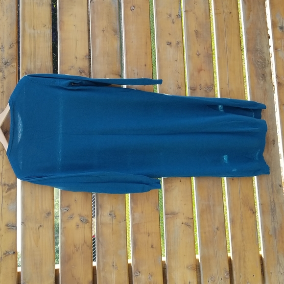 Teal Sweater Dress with Side Slits - Picture 6 of 7